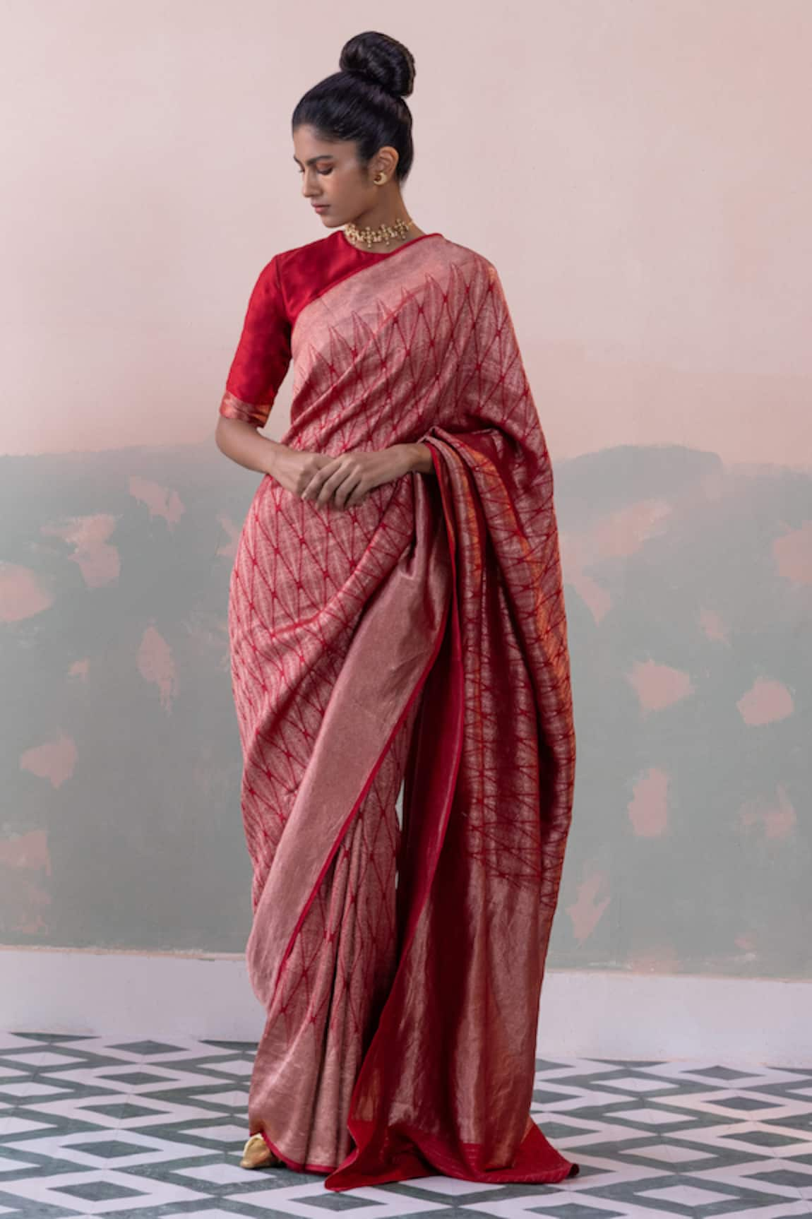 Taisha Tiger Skin Motif Handwoven Saree With Blouse