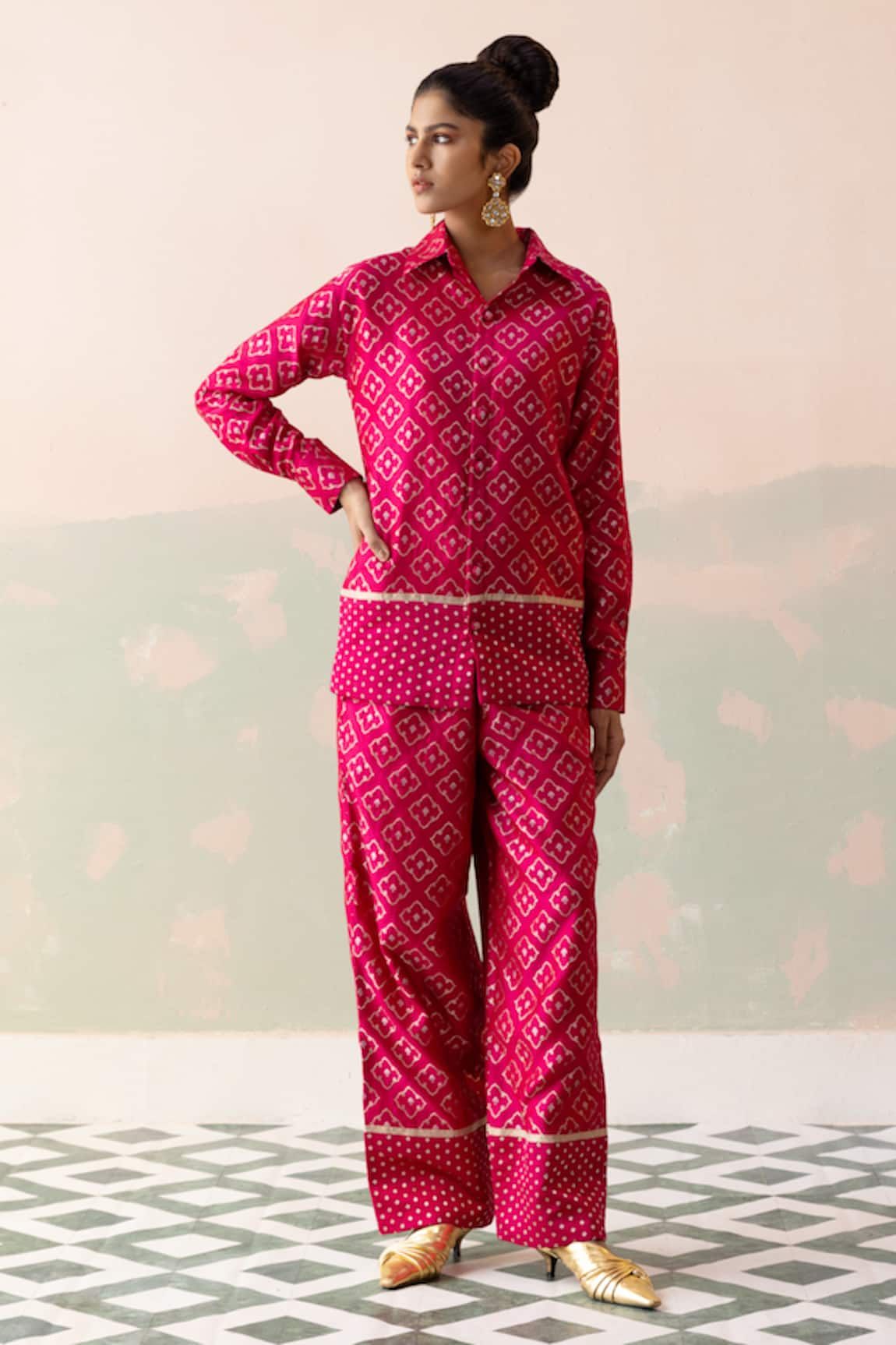 Taisha Flowery Jaal Shirt With Pant