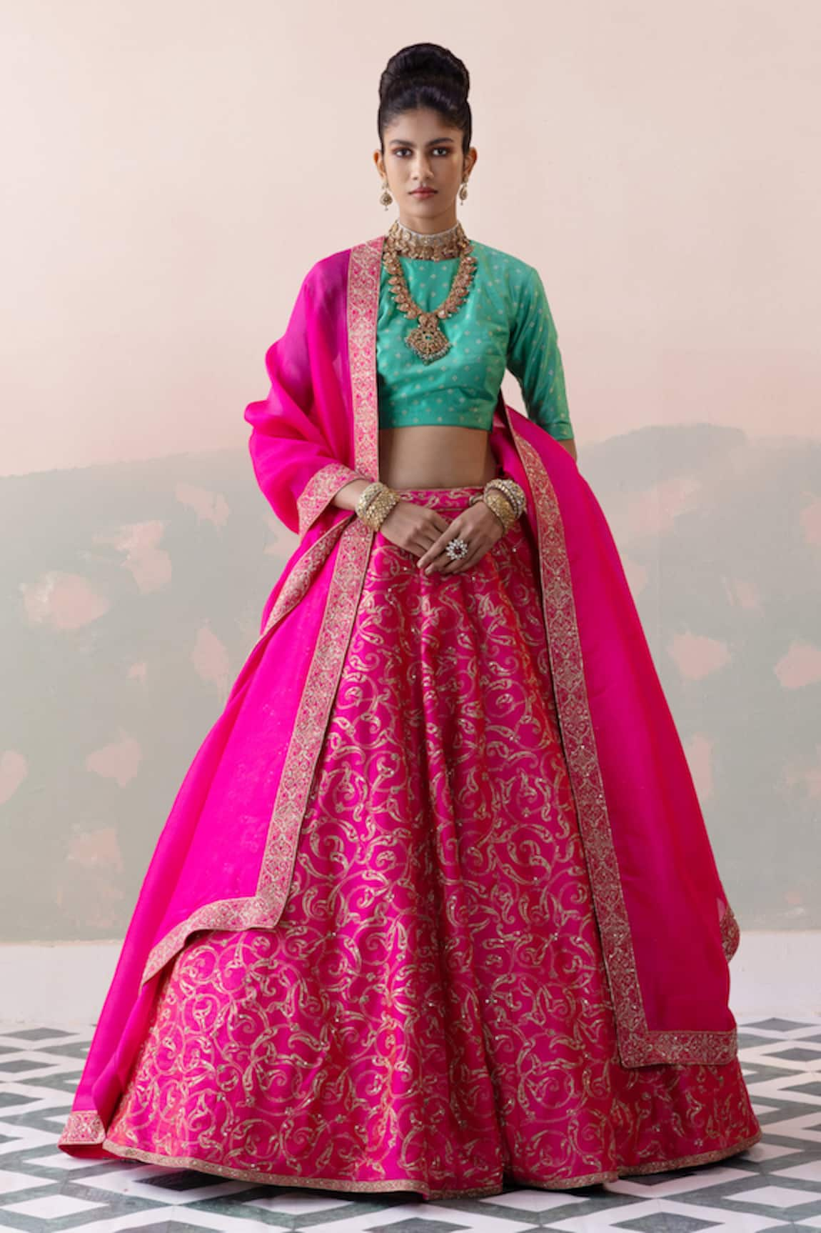 Taisha Vine Gardenia Jaal Embroidered Bridal Lehenga Set