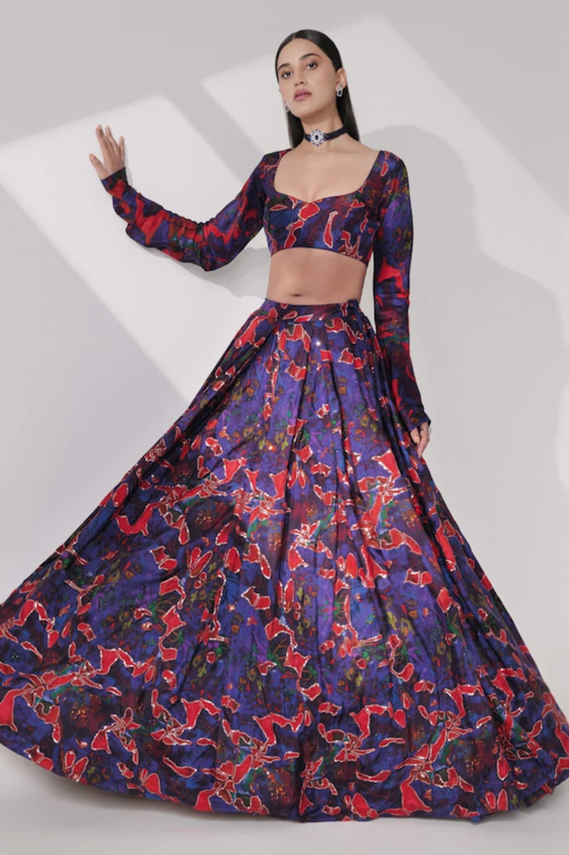 Taisha Abstract Mystic Bloom Print Lehenga With Blouse