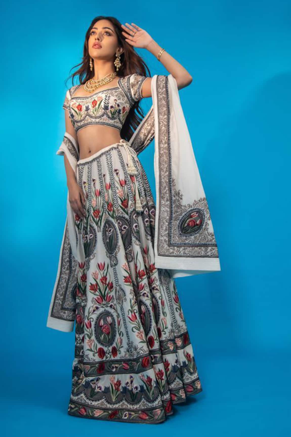 Rohit Bal Floral Pattern Bridal Lehenga Set 