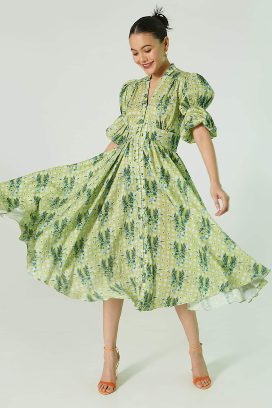 Ekastories Cotton Geometric Print Dress 