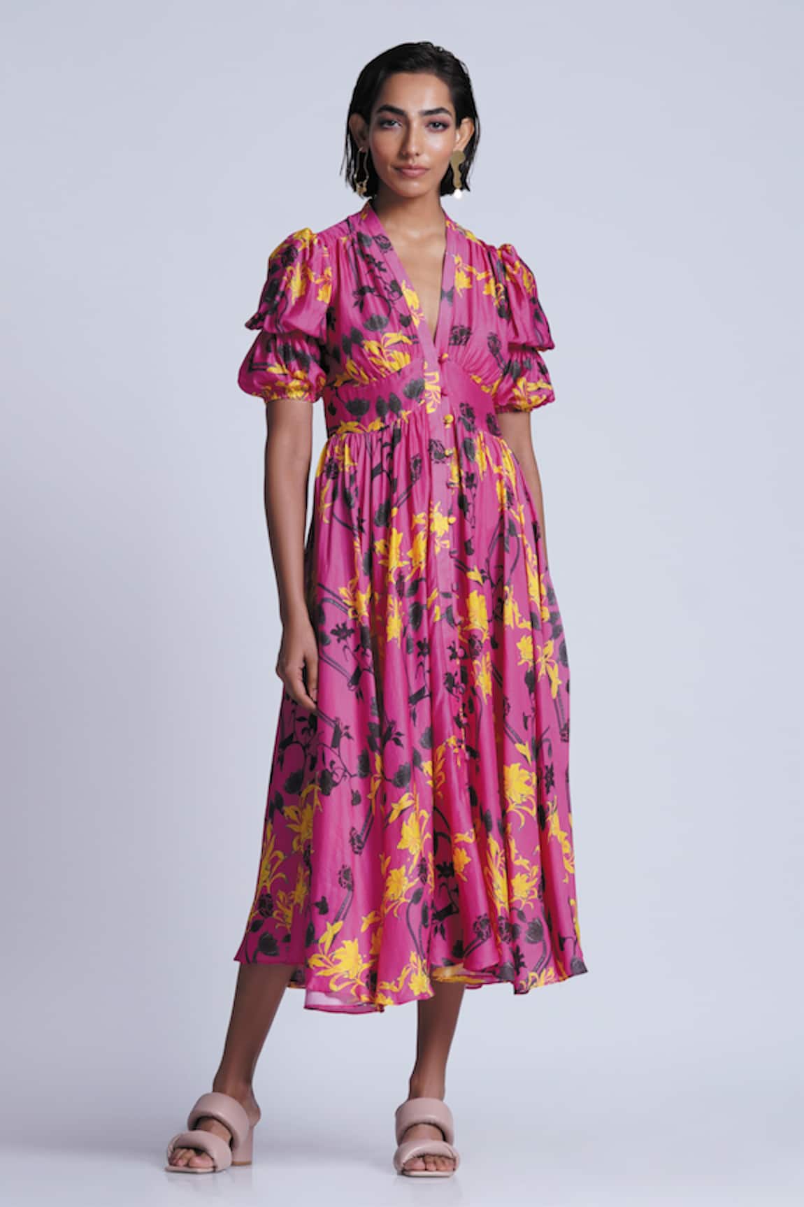 Ekastories Floral Print Midi Dress 
