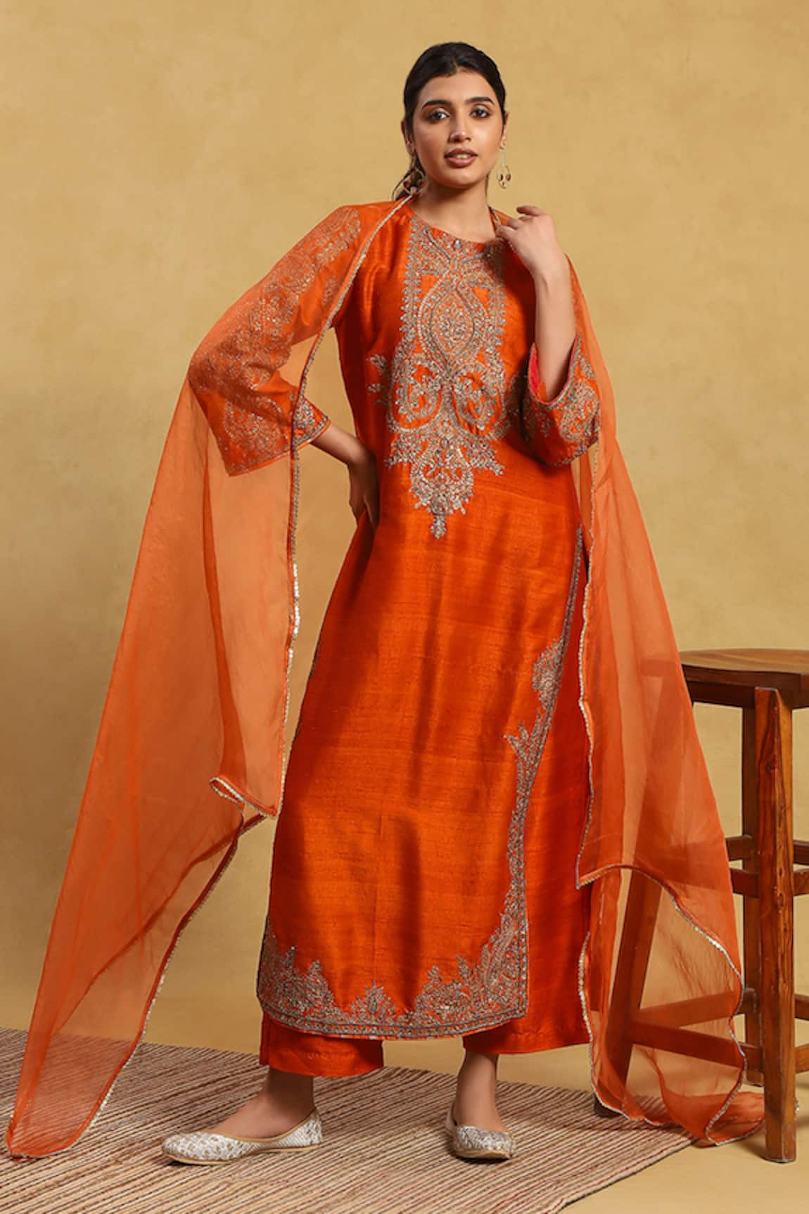 Akriti by Ritika Silk Hand Embroidered Kurta Set