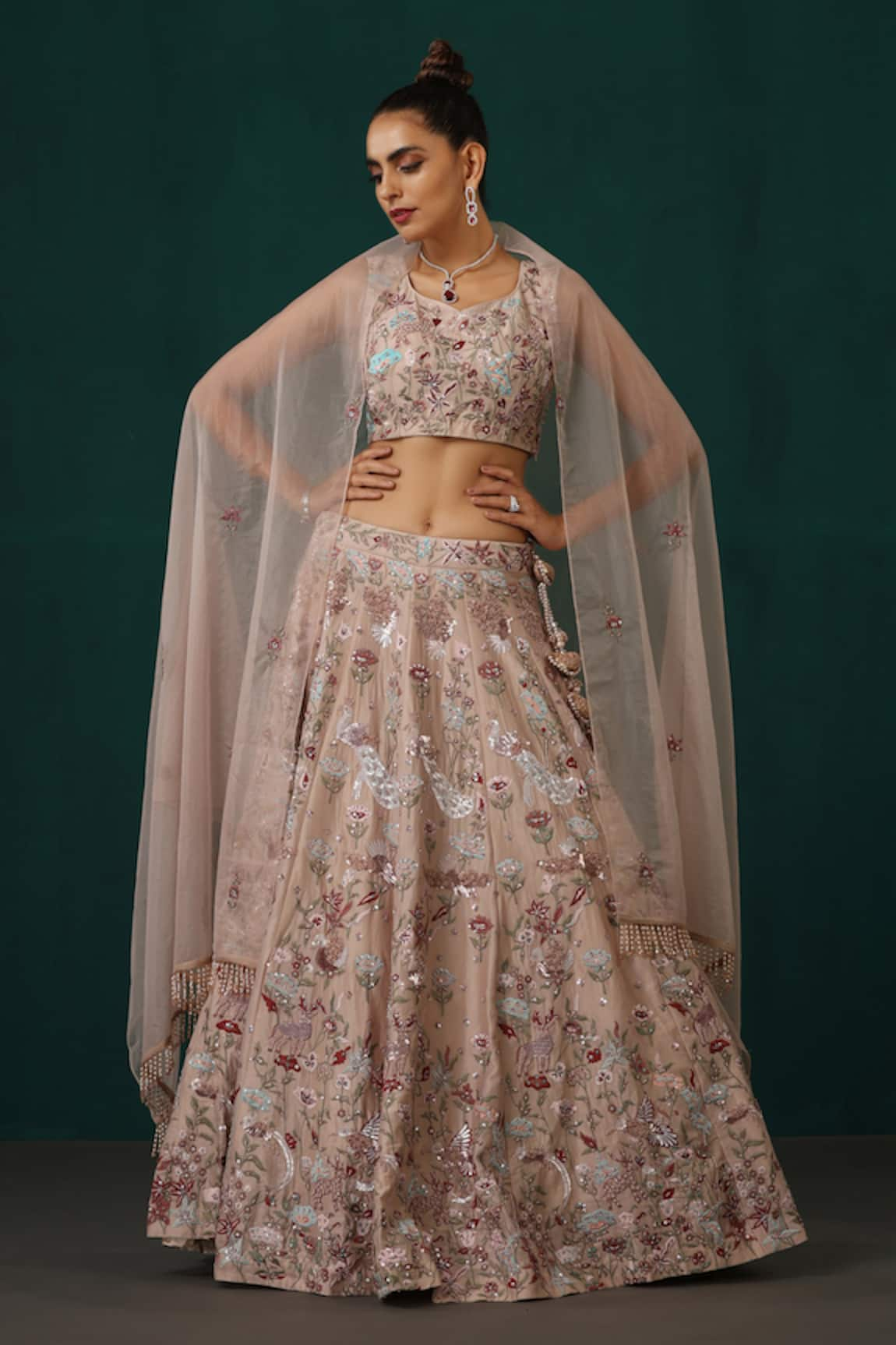 Minaki Floral Hand Embroidered Bridal Lehenga Set