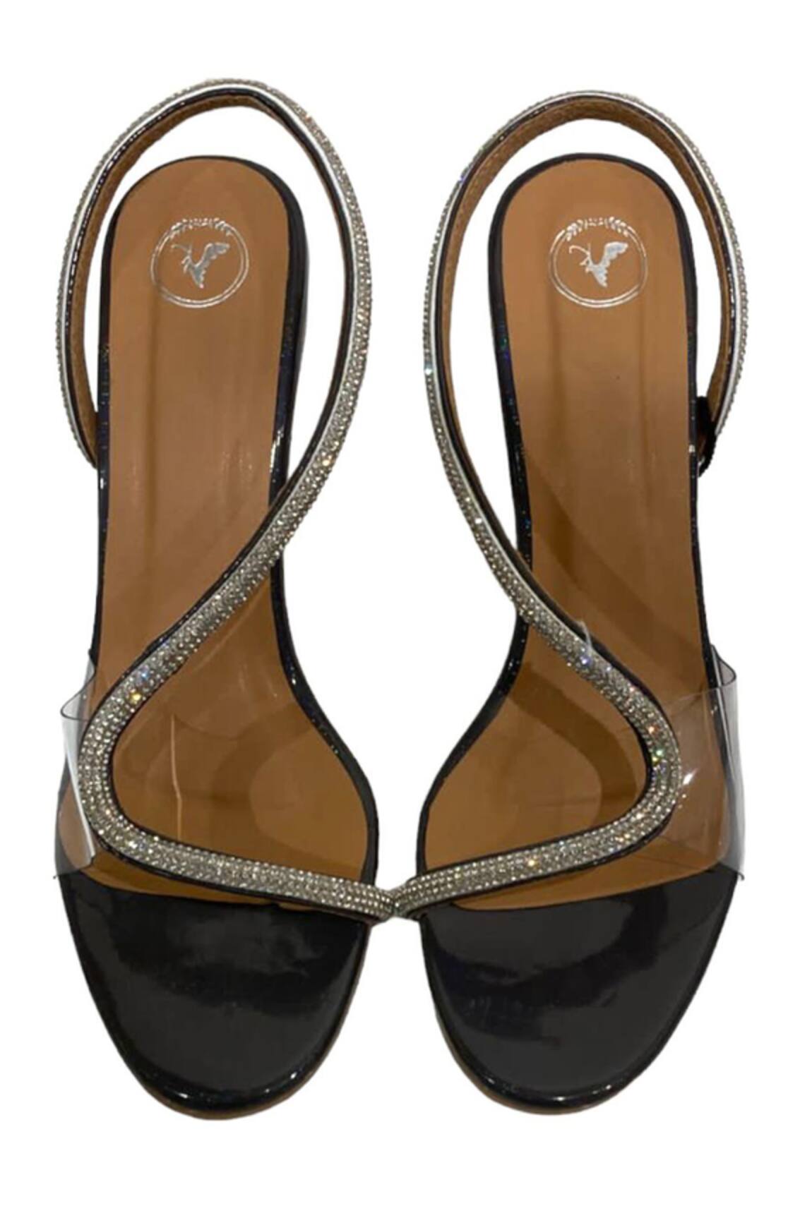 Sana K luxurious Footwear S Strap Rhinestone Embellished Heels 