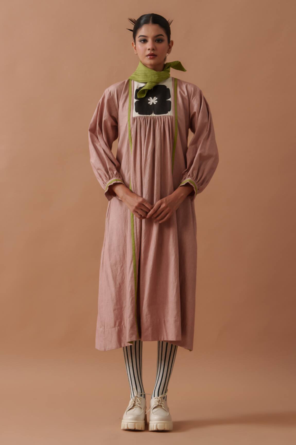 Stoique Hand Block Print Midi Dress 