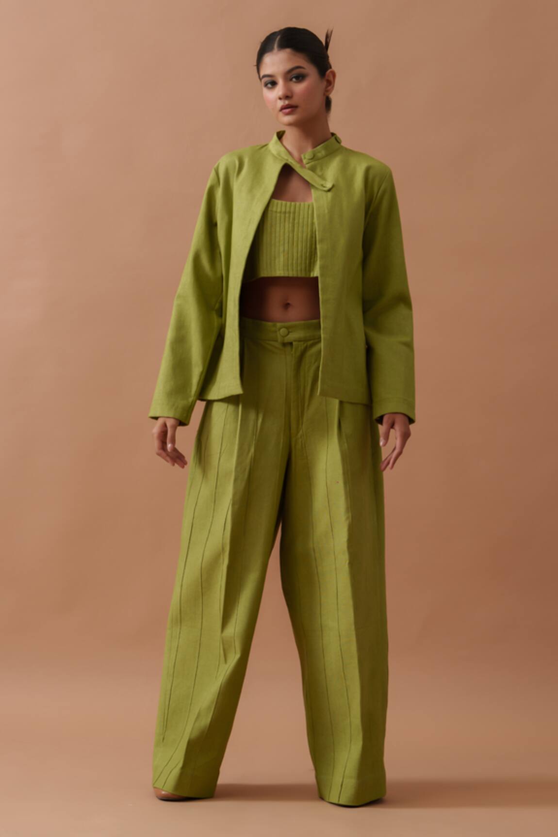Stoique Sunflower Hand Pleated Crop Top 