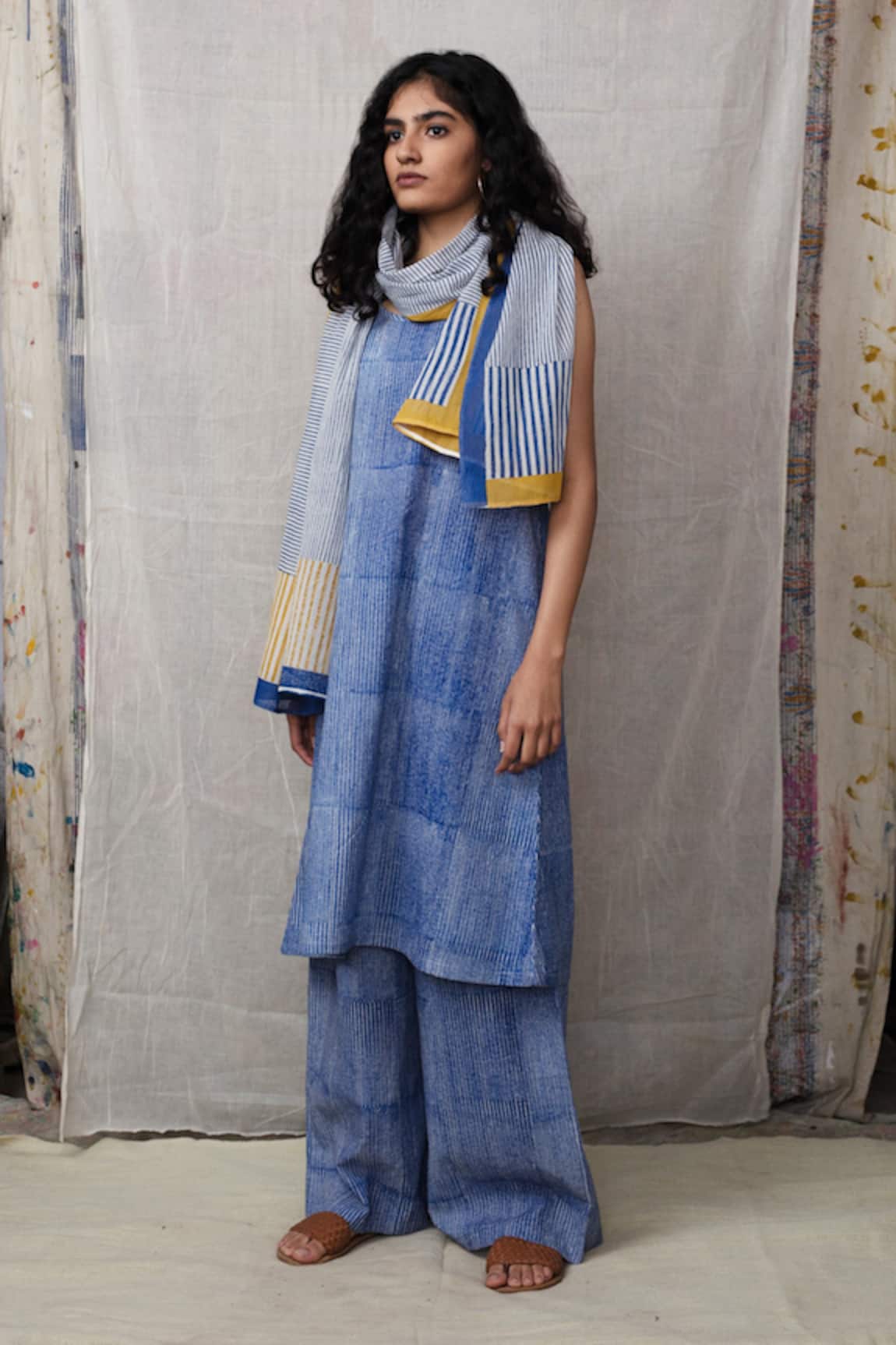 Banana Labs Cotton Stripe Print Kurta & Palazzo Set 