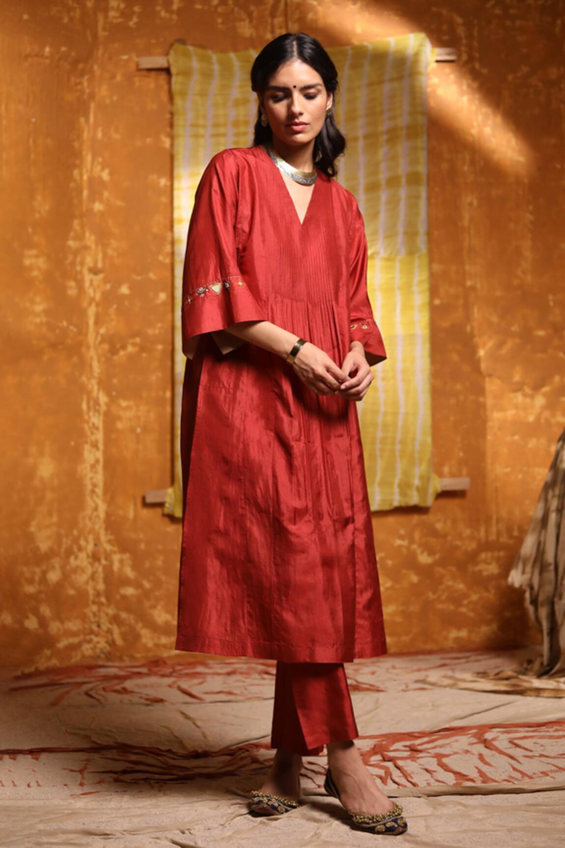 Shivani Bhargava Handloom Silk Pintucked Choga Kurta 