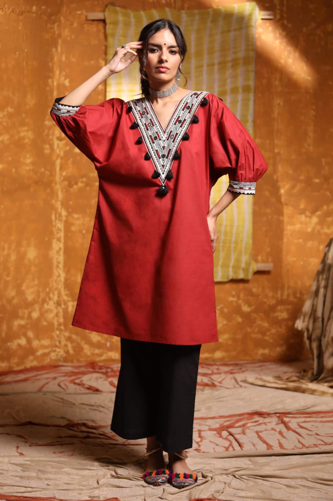 Shivani Bhargava Embroidered Neck Short Tunic & Pant Set 