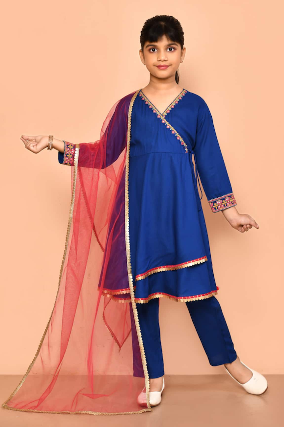 Petite Pomme Placement Embroidered Angarkha Set 