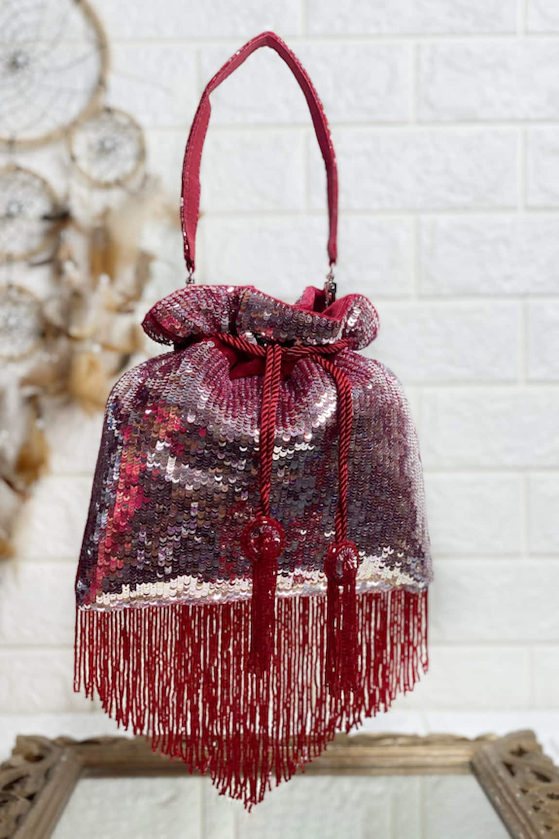 Kainiche by Mehak Sequin Embellished Potli Bag