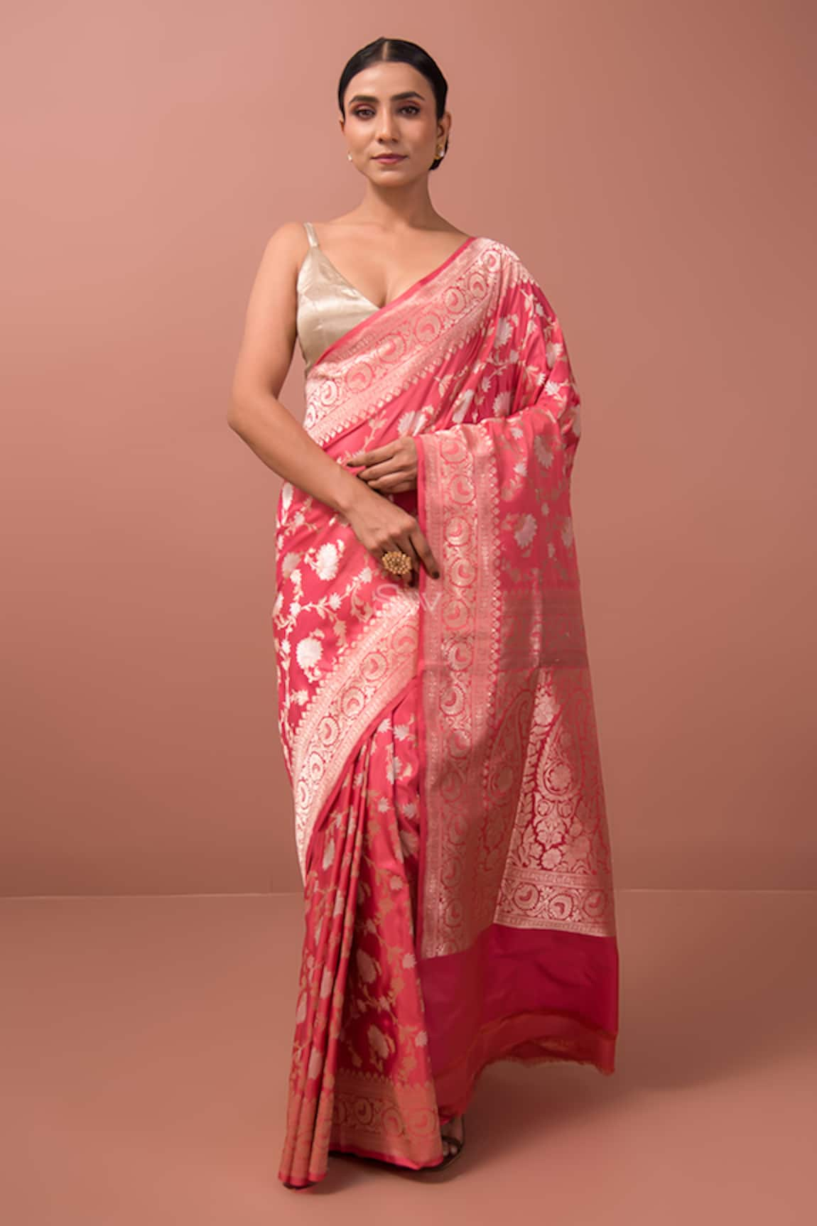 Sacred Weaves Handwoven Sona Rupa Paithani Saree