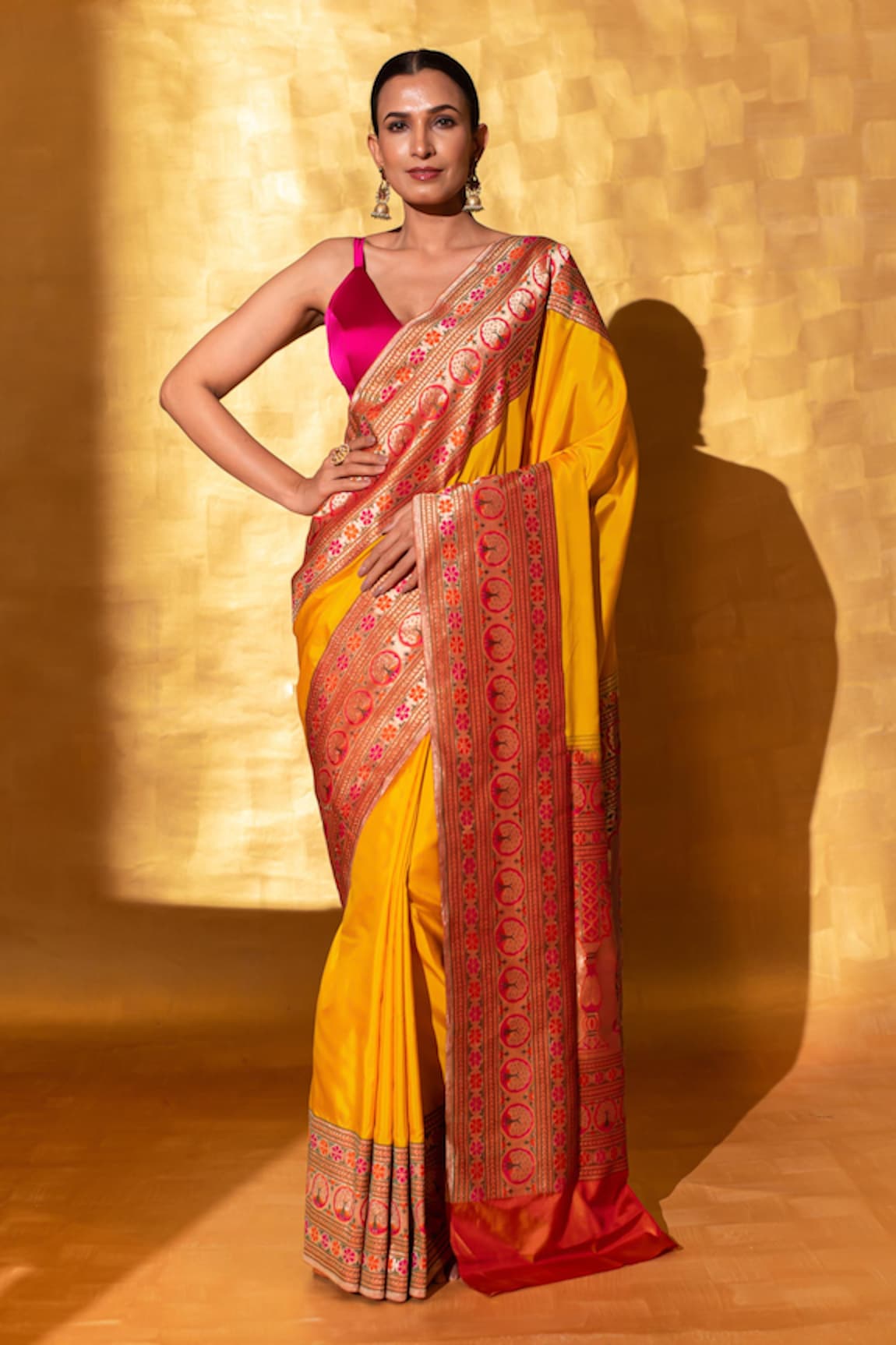 Sacred Weaves Floral Paithani Handwoven Bordered Saree