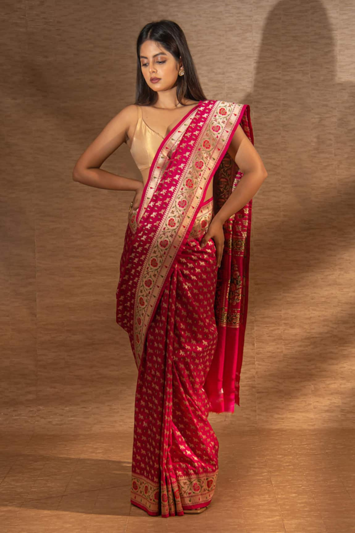 Sacred Weaves Meenakari & Paithani Pattern Handwoven Saree