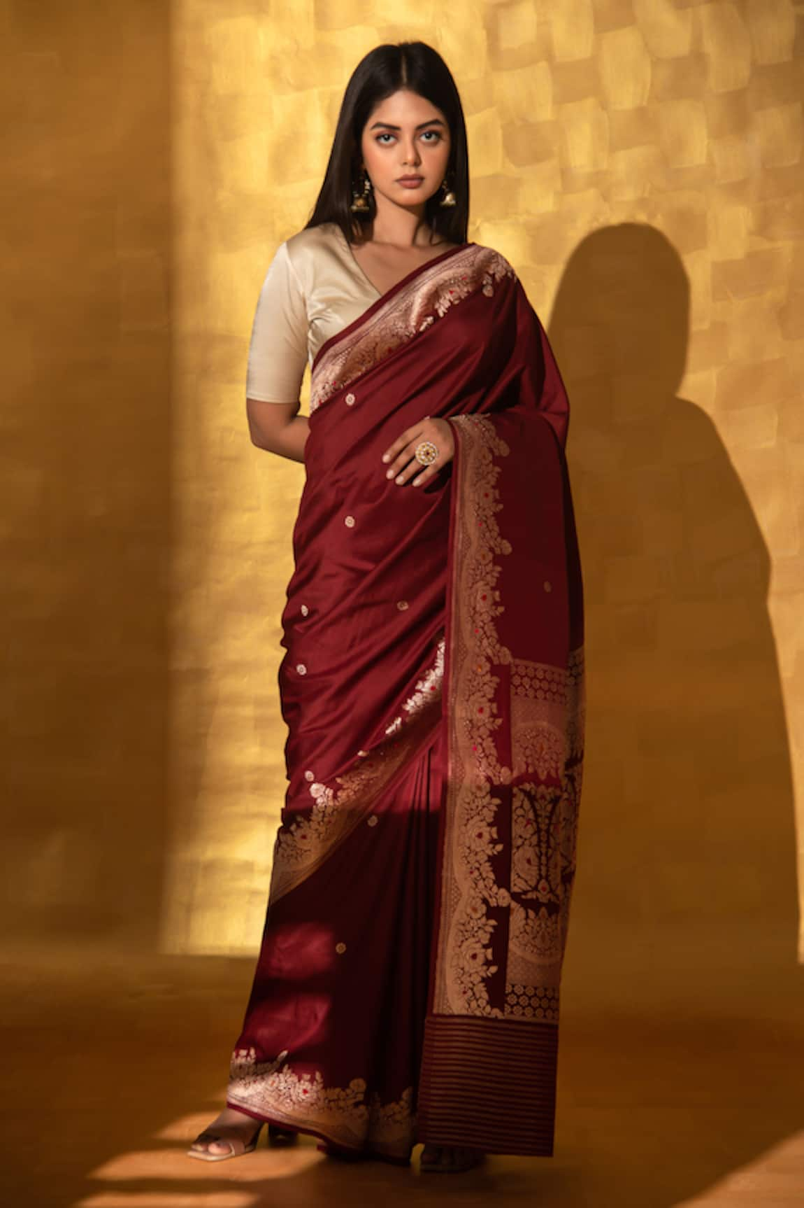 Sacred Weaves Handwoven Floral Meenakari Kadua Pattern Saree