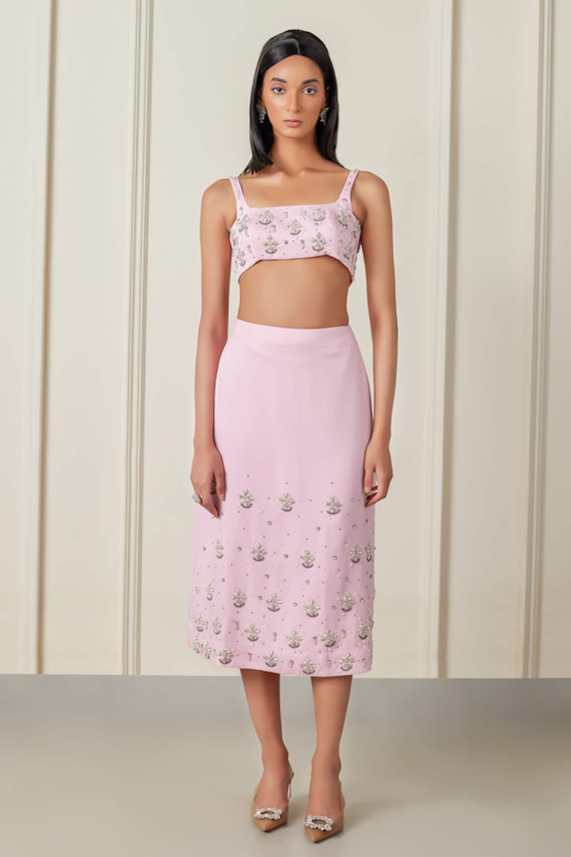 Therealb Enchanted Nymph Embellished Blouse & Skirt Set