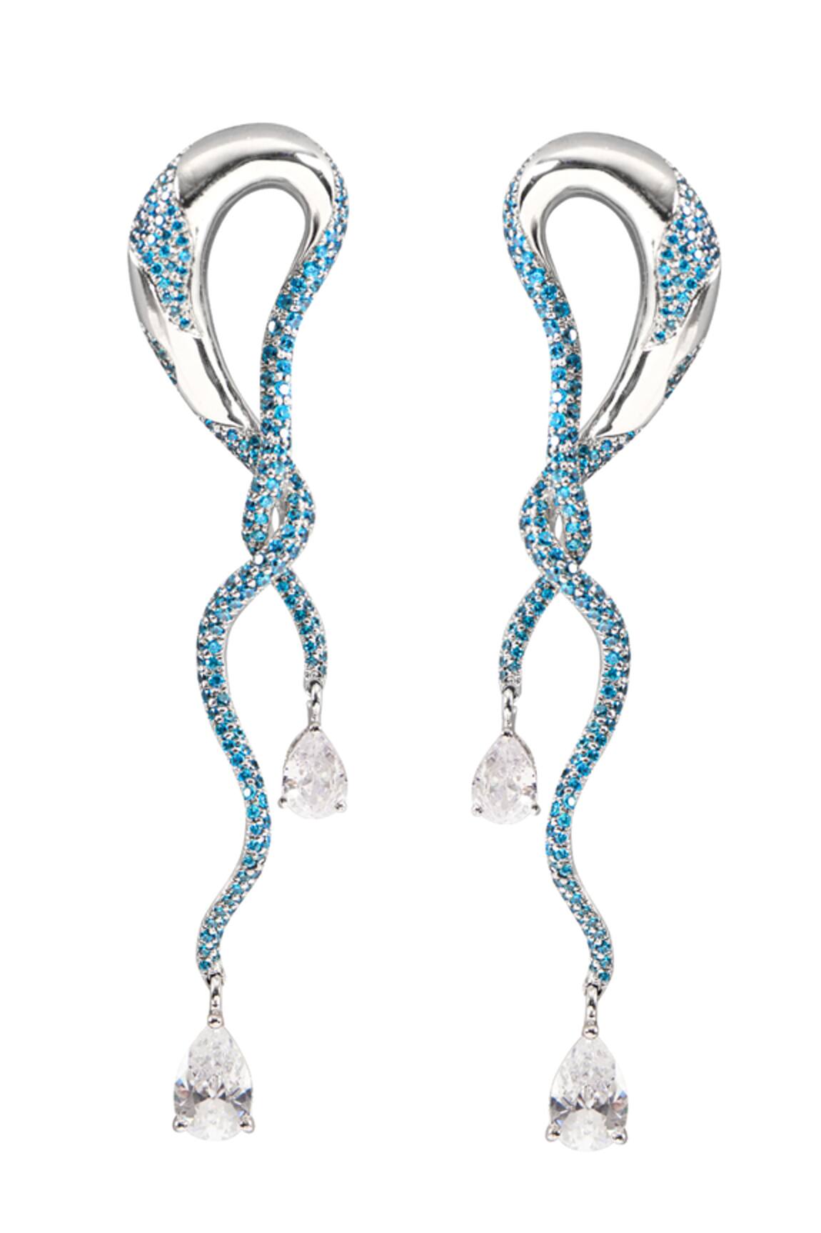 Opalina Soulful Jewellery Citrine Embellished Twisted Earrings 