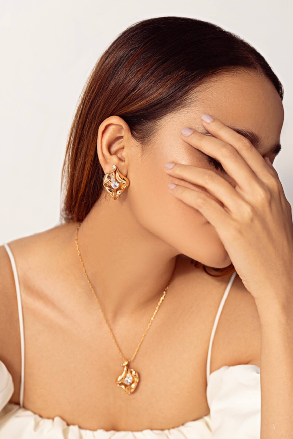 Opalina Soulful Jewellery Shell Pattern Embellished Studs 