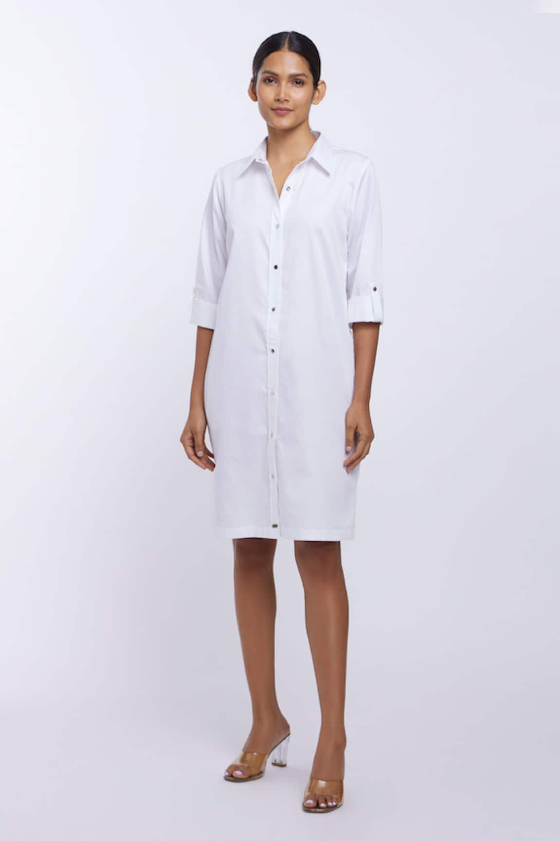 PALLAVI SWADI Front Buttoned Plain Shirt Dress