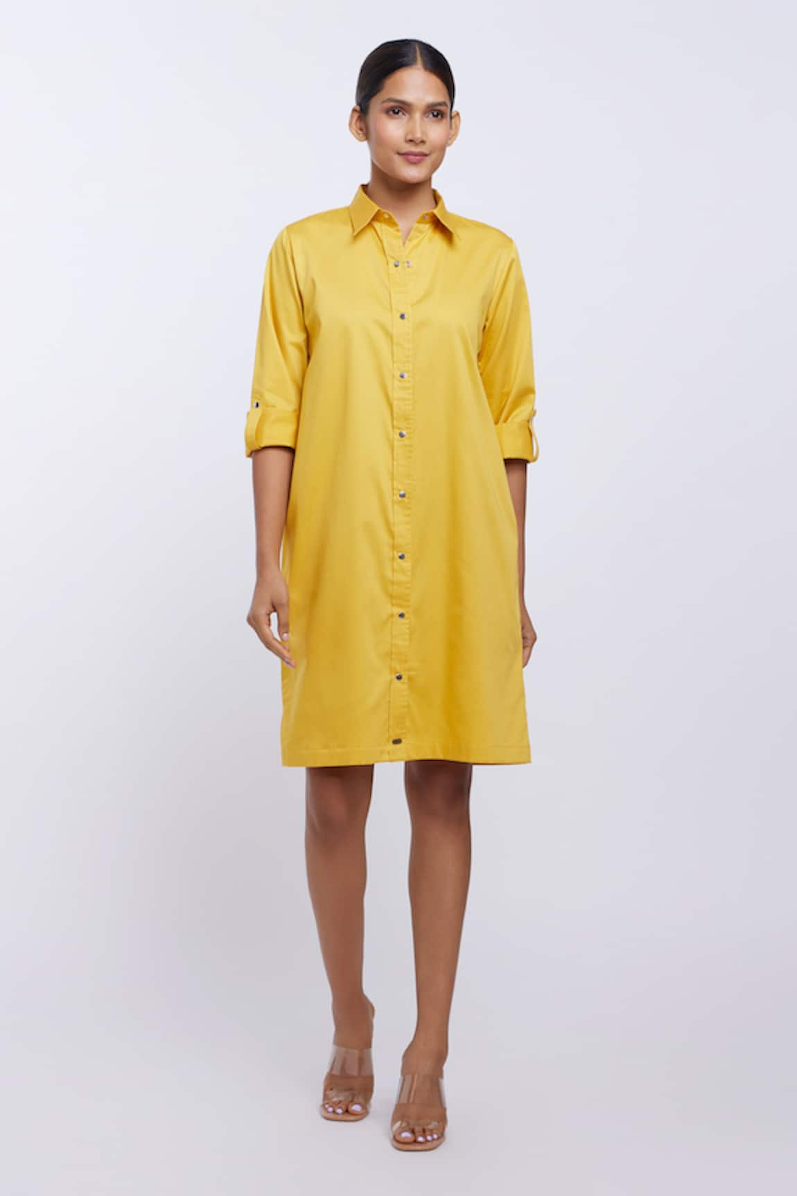 PALLAVI SWADI Cotton Satin Shirt Dress