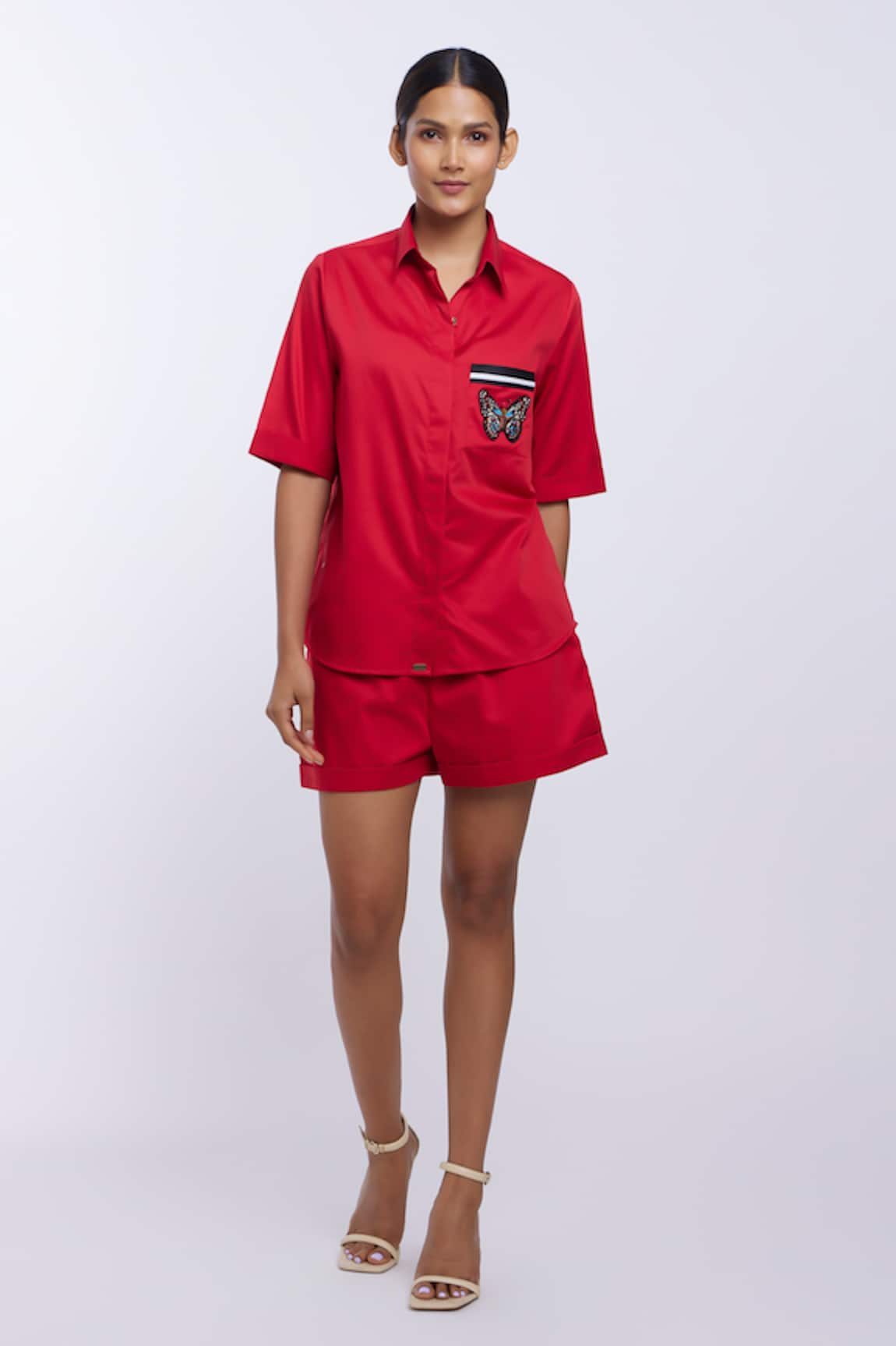 PALLAVI SWADI Pocket Thread Work Shirt & Shorts Set
