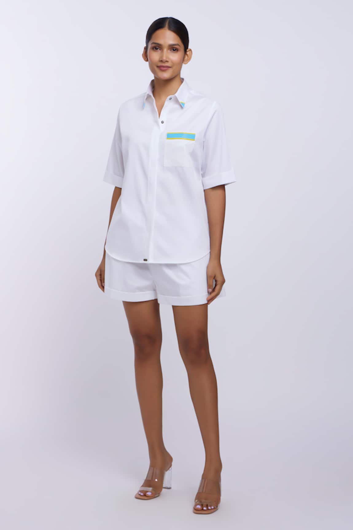 PALLAVI SWADI Pocket Embroidered Shirt & Shorts Set