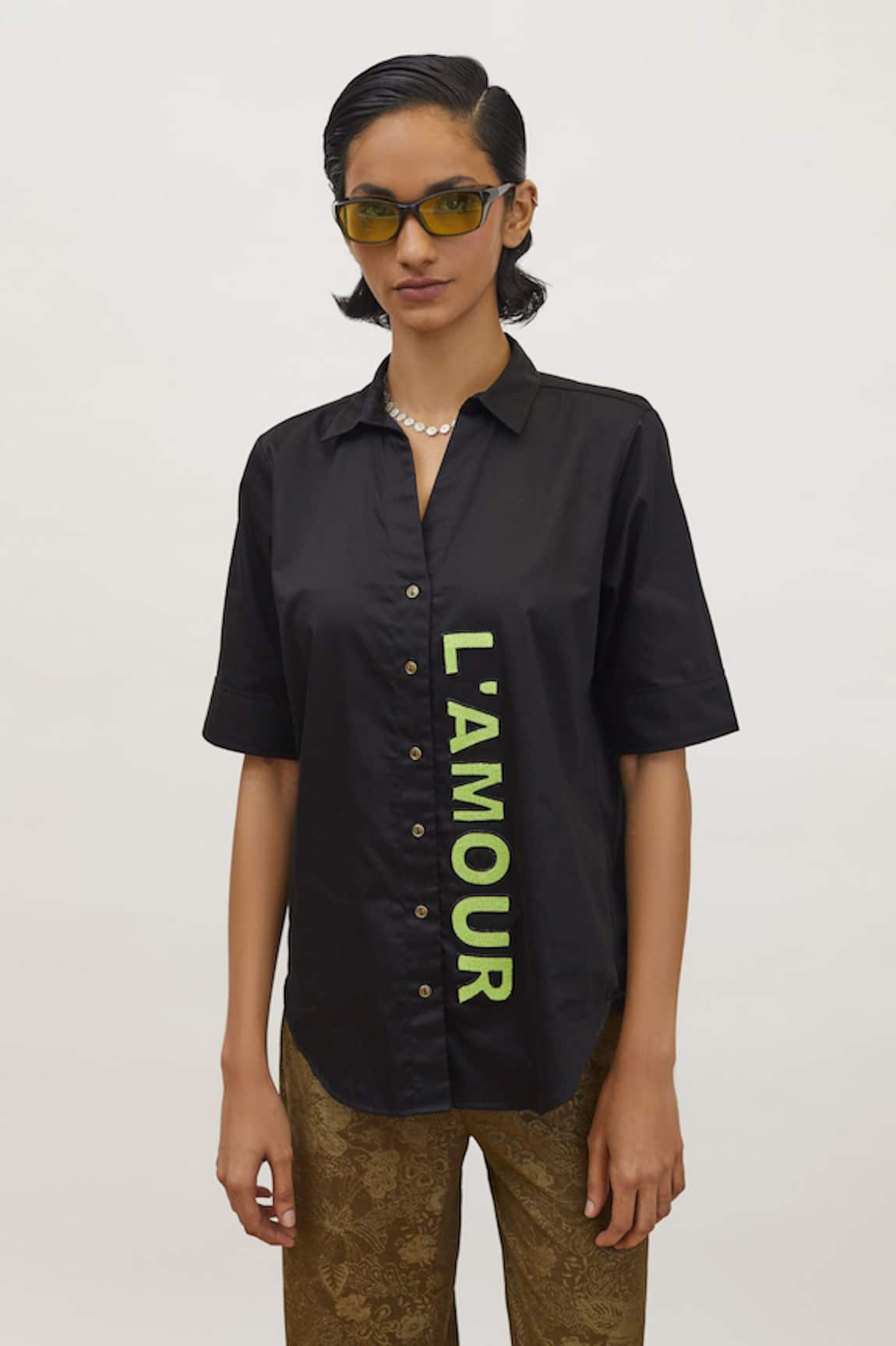 PALLAVI SWADI Neon Placement Embroidered Shirt