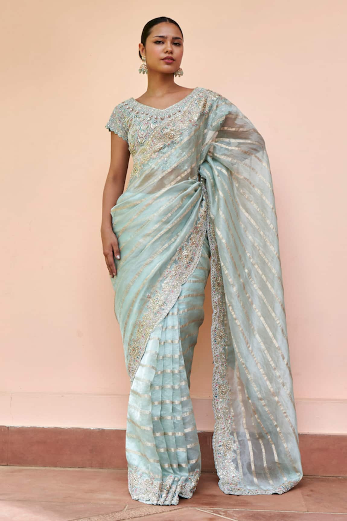 Osaa by Adarsh Zardozi Embroidered Saree With Blouse