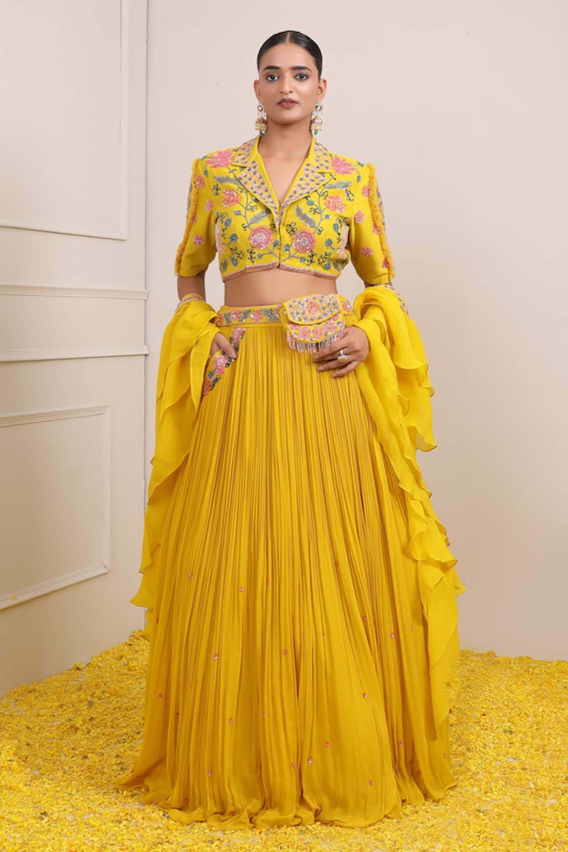 Miku Kumar Raha Pleated Embroidered Lehenga Set