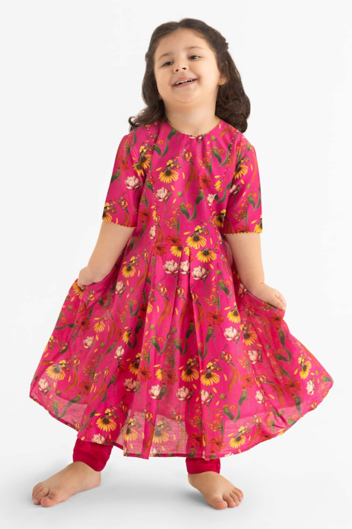 Ankid Chattur Tota Print Anarkali With Pyjama