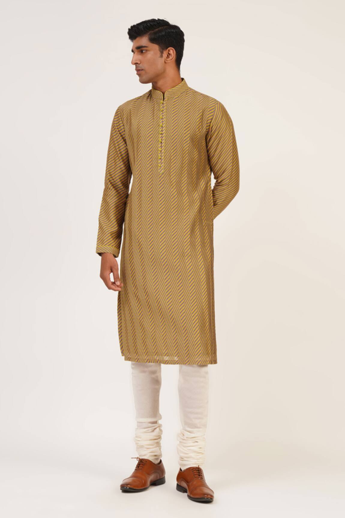 Dhruv Vaish Diagonal Stripe Print Kurta Set