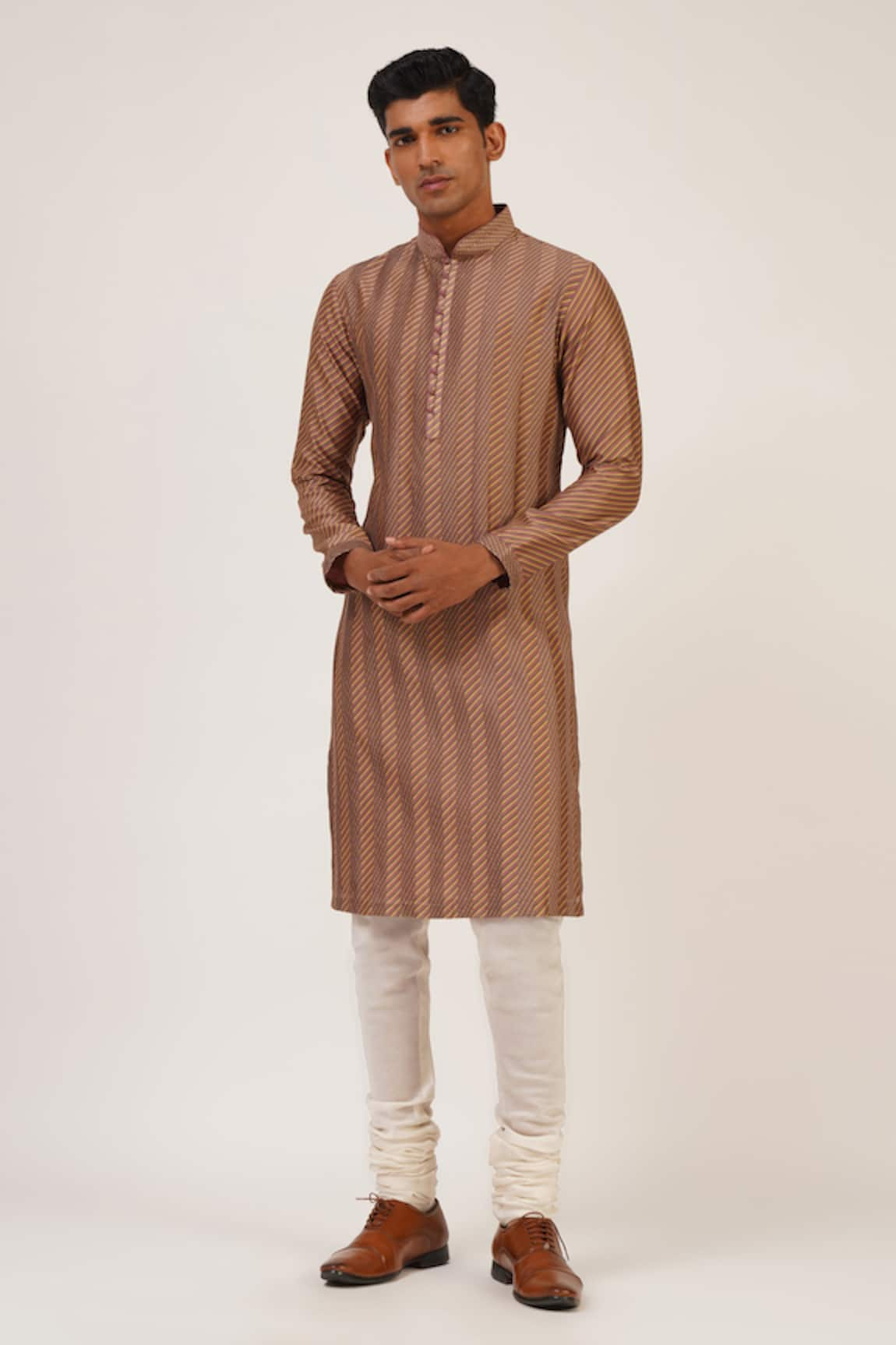 Dhruv Vaish Diagonal Striped Print Kurta Set