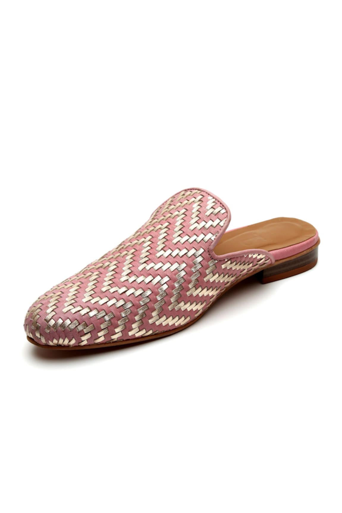 Tissr Basket Woven Leather Loafer Mules