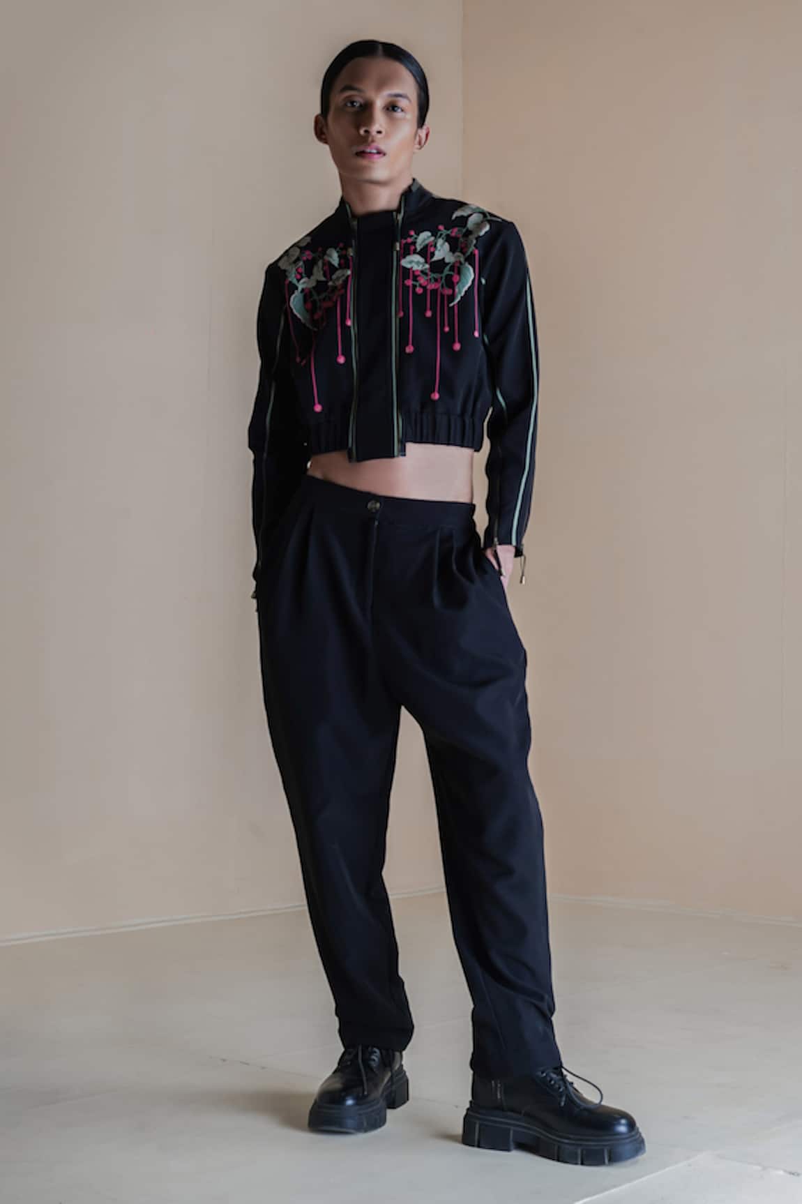 Anurag Gupta Floral Print Bomber Jacket & Pant Set