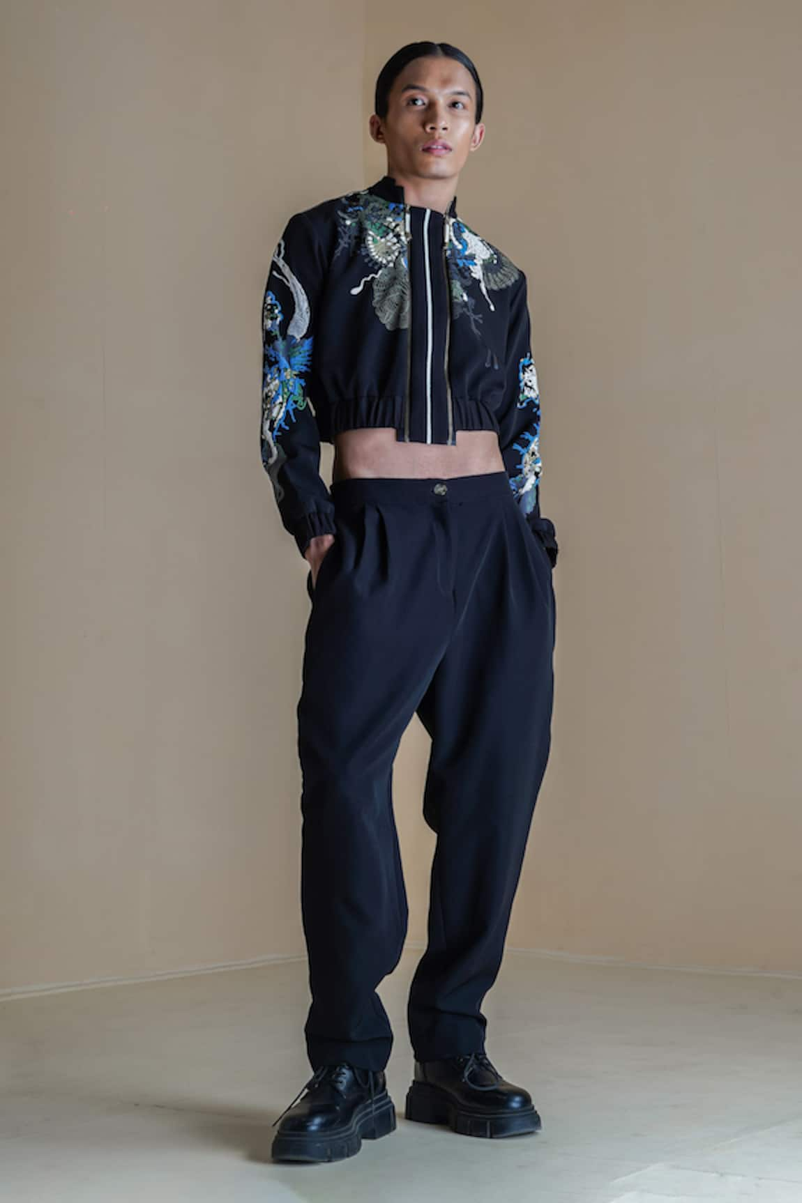 Anurag Gupta Germ Print Double Zip Jacket & Pant Set