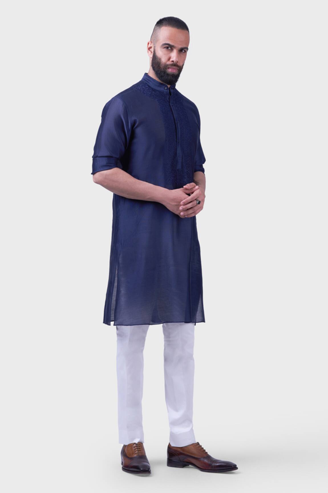 Raghavendra Rathore Jodhpur The Midnight Jharokha Jaali Embroidered Kurta