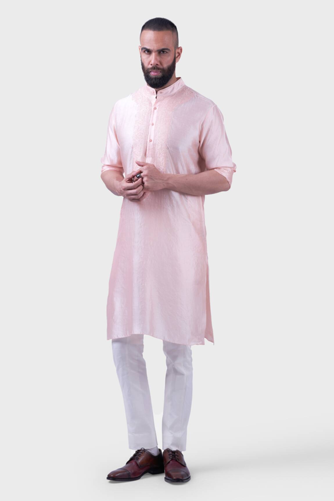 Raghavendra Rathore Jodhpur The Rose Embroidered Placket Kurta