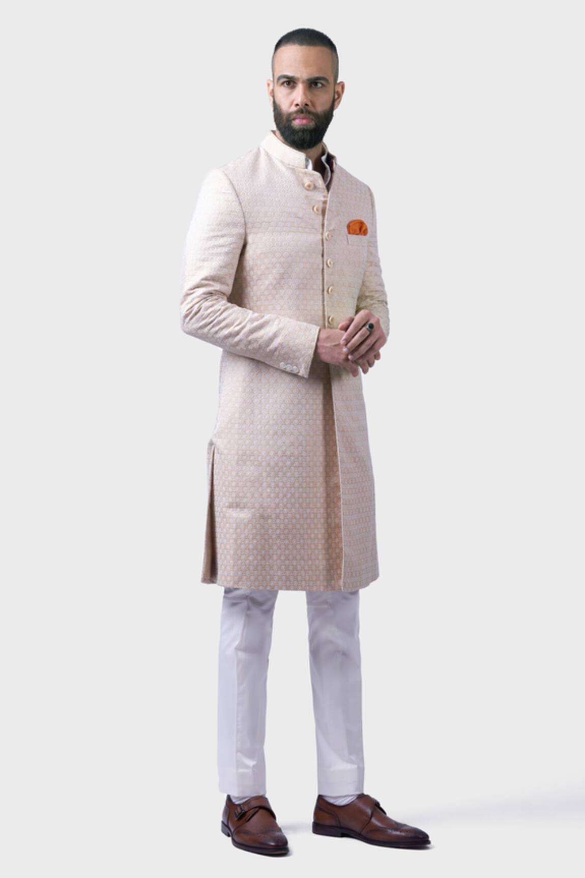 Raghavendra Rathore Jodhpur Bloom Butti Embroidered Silk Achkan