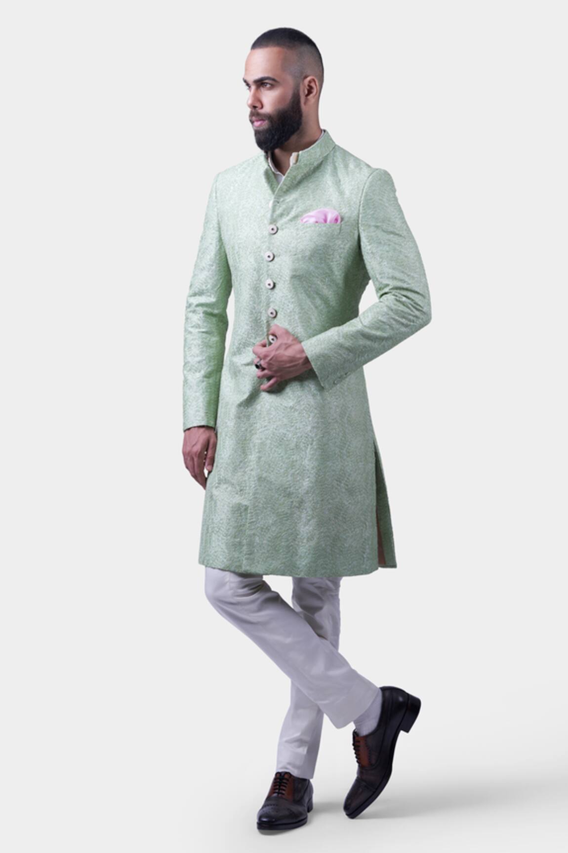 Raghavendra Rathore Jodhpur Bharatpur Swirl Embroidered Achkan