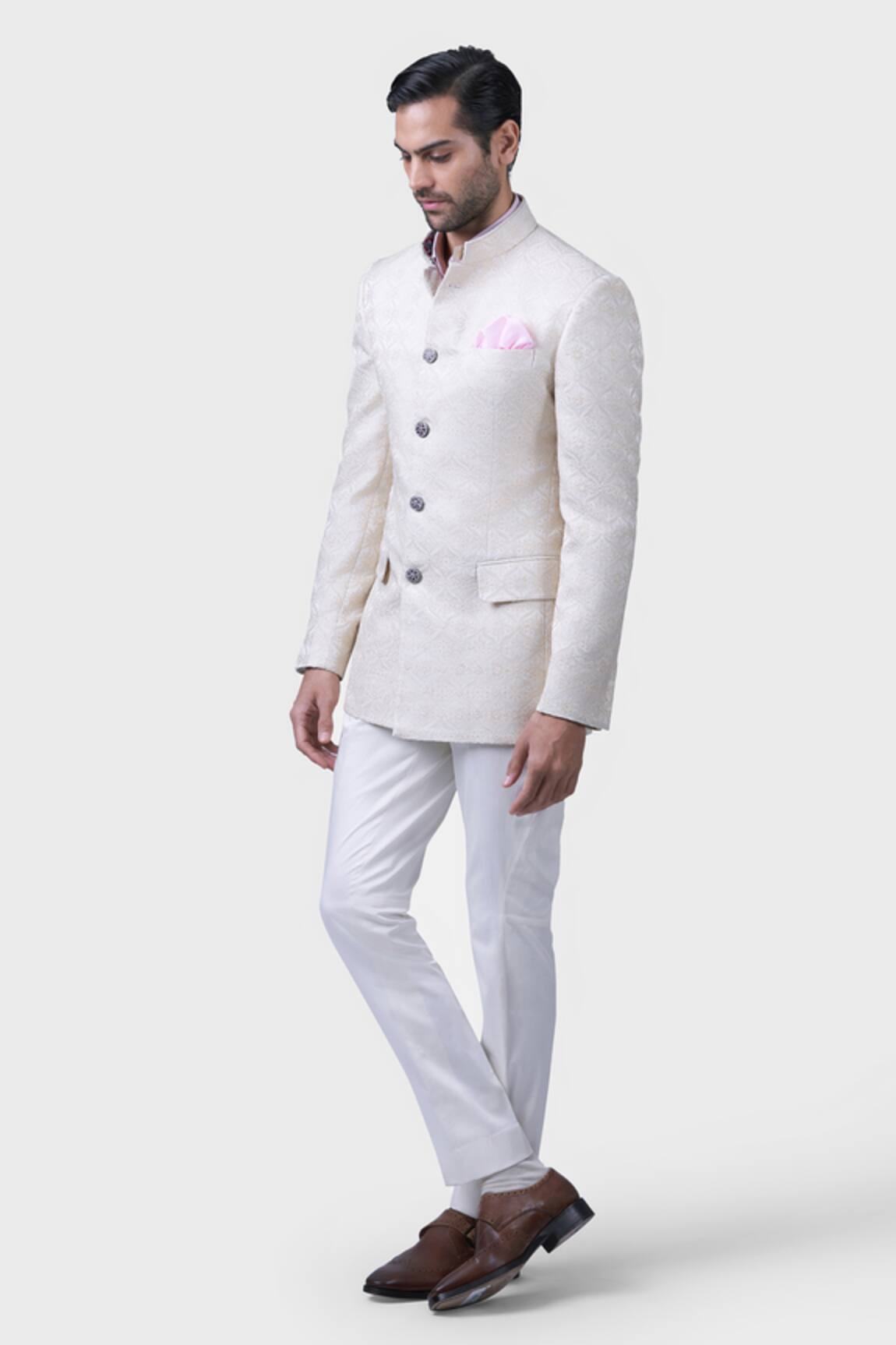 Raghavendra Rathore Jodhpur Shahi Bloom Crest Embroidered Bandhgala