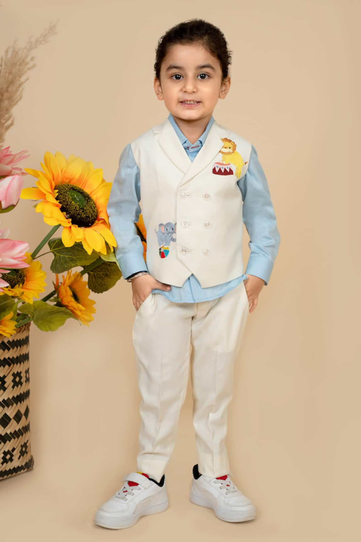 Little Boys Closet by Gunjan Khanijou Carnival Theme Embroidered Waiscoat Pant Set