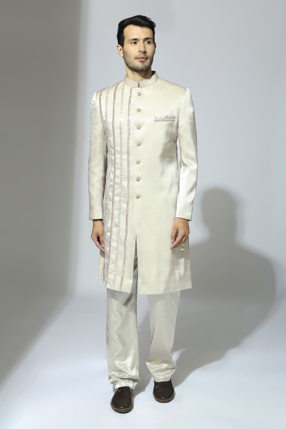 Masumi Mewawalla Linear Embroidered Sherwani Set