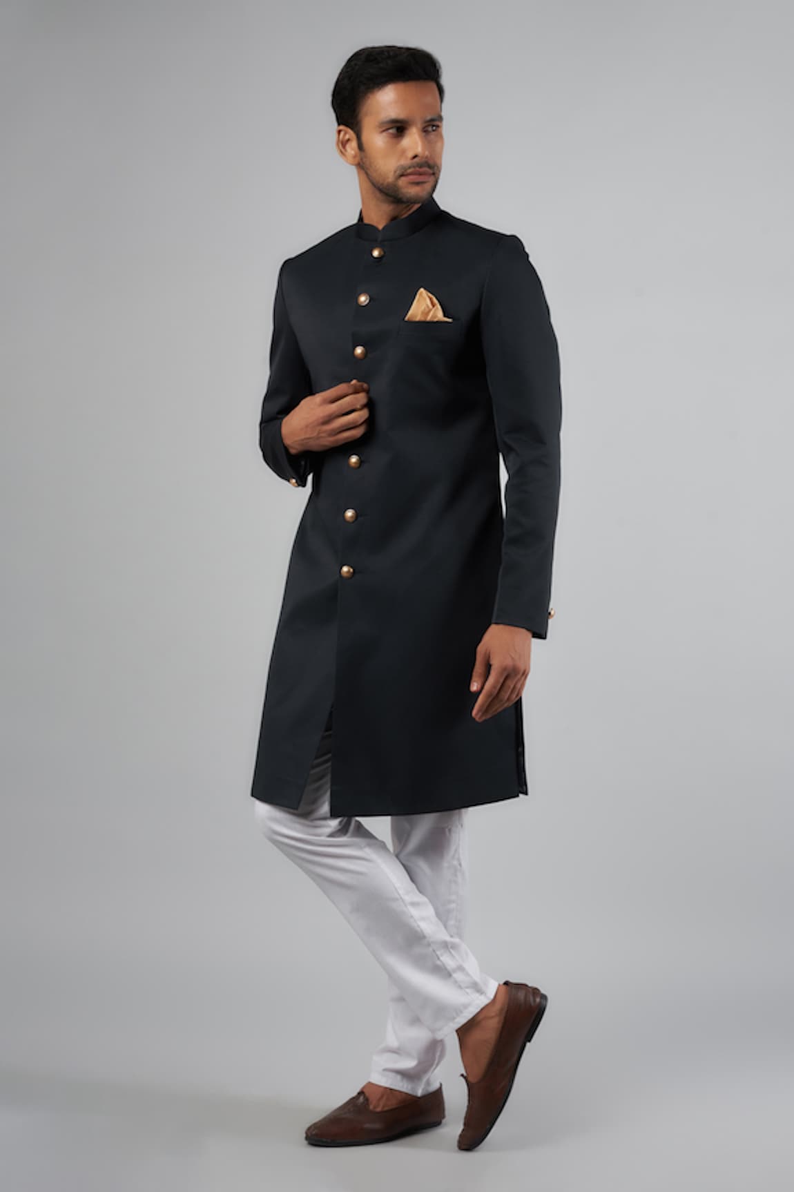 Spring Break Solid Button Down Sherwani Set