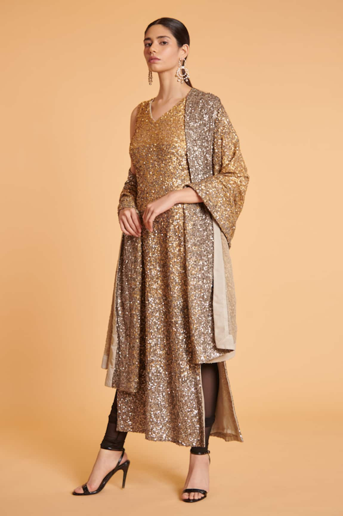 Siddartha Tytler Sequins Embroidered Kurta & Churidar Set