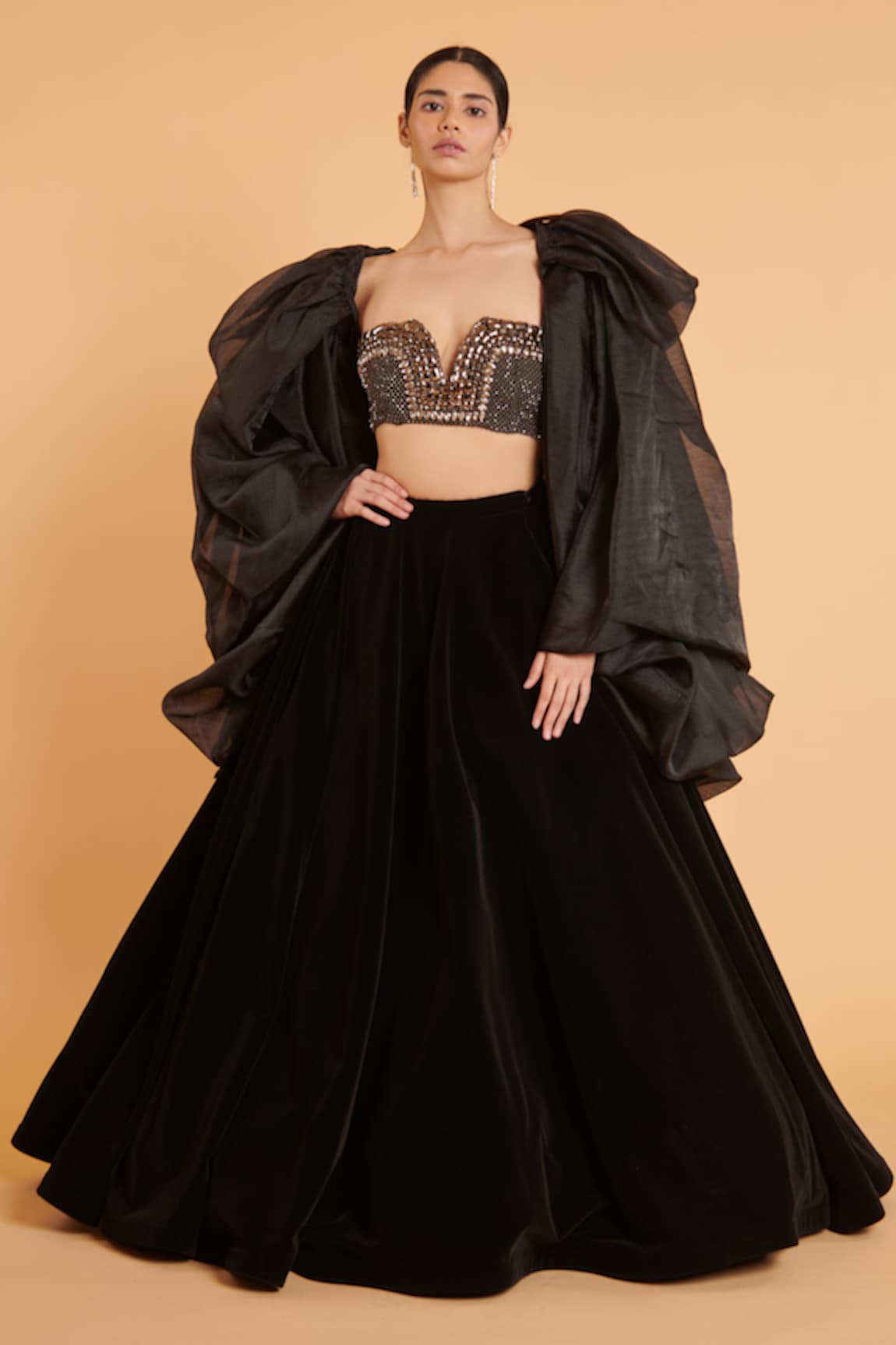 Siddartha Tytler Velvet Umbrella Skirt