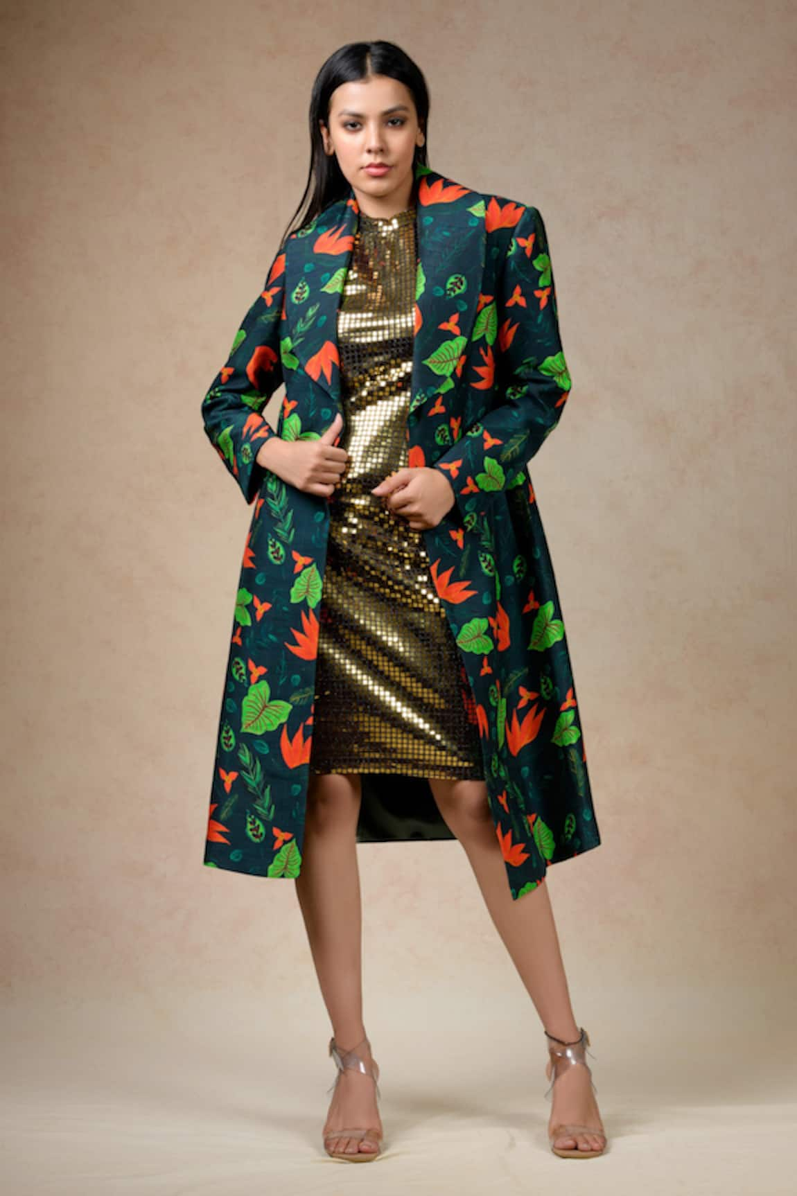 Momkidsfashion Lily Print Trench Coat With Bodycon Dress