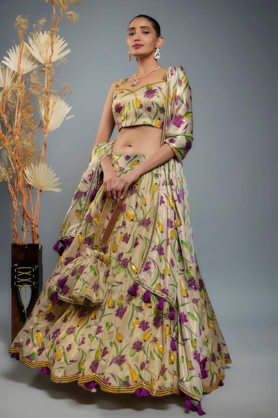 Anita Kanwal Tulip Digital Print Blouse Lehenga Set