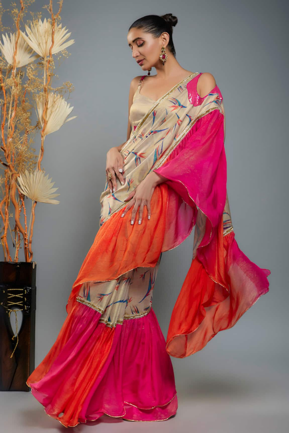 Anita Kanwal Birds Of Paradise Saree With Unstitched Blouse